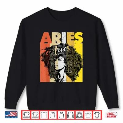 Sweatshirt Aries Pride Black Women Natural Hair Art Word Shirt 1
