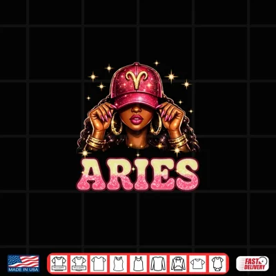 Design Aries Queen Black Girl Women Cap with Zodiac Sign Afro Girl Shirt 1