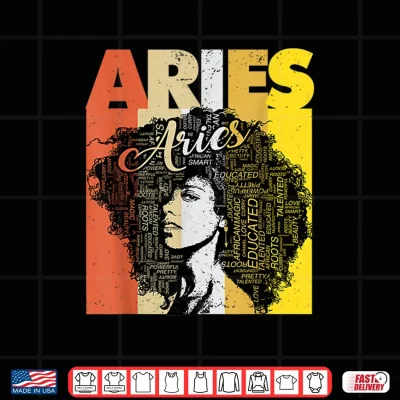 Design Aries Pride Black Women Natural Hair Art Word Shirt 1