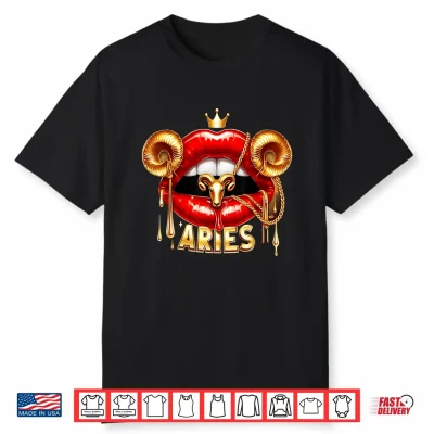 Aries Zodiac Astrology Red Lips Ram Shirt