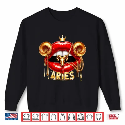 Sweatshirt Aries Zodiac Astrology Red Lips Ram Shirt 1