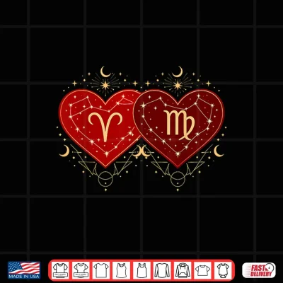 Aries Virgo Love Shirt Zodiac Valentines Day Astrological Shirt 4 Design Aries Virgo Love Shirt Zodiac Valentines Day Astrological Shirt 1
