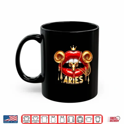 Mug Aries Zodiac Astrology Red Lips Ram Shirt 1