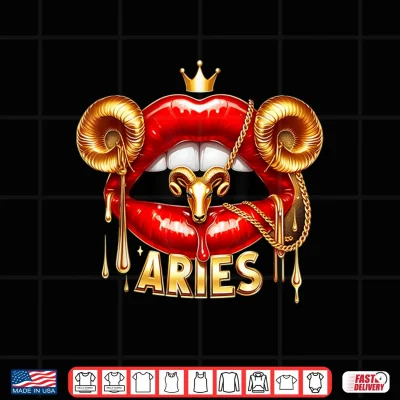Design Aries Zodiac Astrology Red Lips Ram Shirt 1