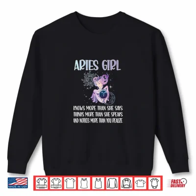 Sweatshirt Aries Zodiac Sign Girl Aries Horoscope Astrology Shirt 1