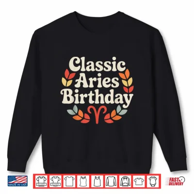 Sweatshirt Classic Aries Birthday Zodiac Geometric Wreath Art Shirt 1