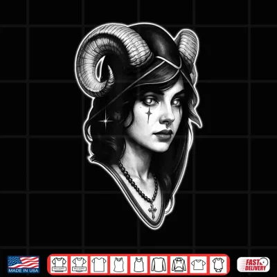 Design Lilith Priestess Goddess Aries Sagittarius Cute Goth Girl Shirt 1