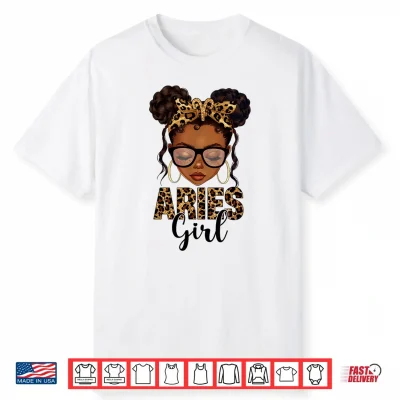 Aries Girl Messy Bun Zodiac Sign Birthday Black Girl Shirt