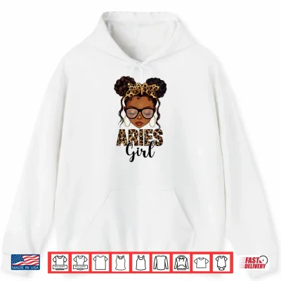 Hoodie Aries Girl Messy Bun Zodiac Sign Birthday Black Girl Shirt 1