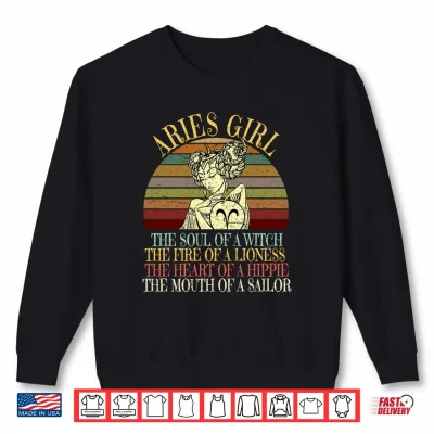 Sweatshirt Aries Girl Zodiac Sign March April Birthday Women Her Shirt 1
