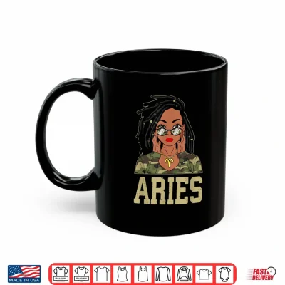 Mug Aries Locd Hair Sassy Black Woman Camo Melanin Girl Shirt 1
