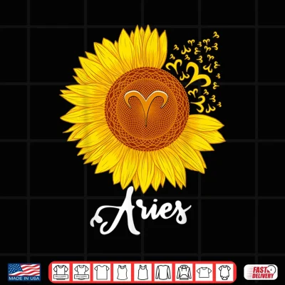 Design Aries Sunflower Zodiac Sign Floral Astrology Women Shirt