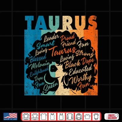 Design African American Women Zodiac Birthday Taurus Girl Shirt