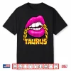 Black Queen Juicy Lips Pink Gold Chain Taurus Zodiac Sign Shirt