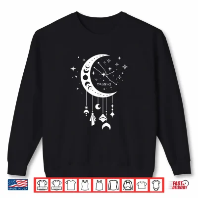 Sweatshirt Celestial Moon Taurus Girl Horoscope Star Sign Zodiac Shirt