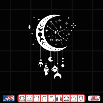 Design Celestial Moon Taurus Girl Horoscope Star Sign Zodiac Shirt
