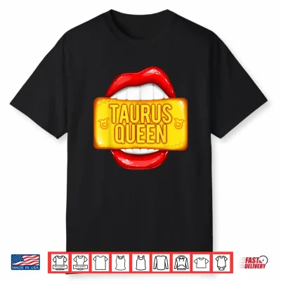 Quirky Taurus Queen Red Lips Bite Big Zodiac Sign Shirt