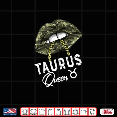 Design Womens Army Taurus Queen Lips Camouflage Womens Military Green Shirt