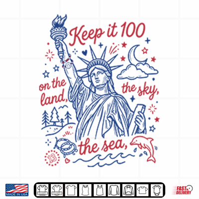 Design Keep It 100 On The Land The Sky The Sea 4th Of July Patriotic Shirt 1