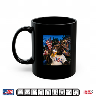 Mug Patriotic Chocolate Lab Drinking Beer USA Dog 4th Of July Shirt 1