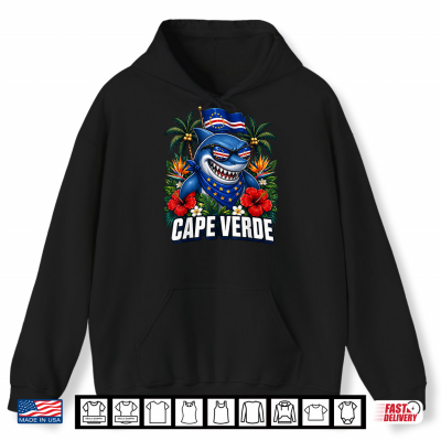Hoodie Cape Verde Flag Shark Cape Verdean Roots Cabo Verde Funny Shirt