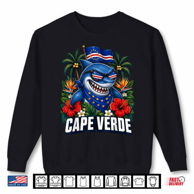 Sweatshirt Cape Verde Flag Shark Cape Verdean Roots Cabo Verde Funny Shirt