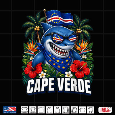 Design Cape Verde Flag Shark Cape Verdean Roots Cabo Verde Funny Shirt