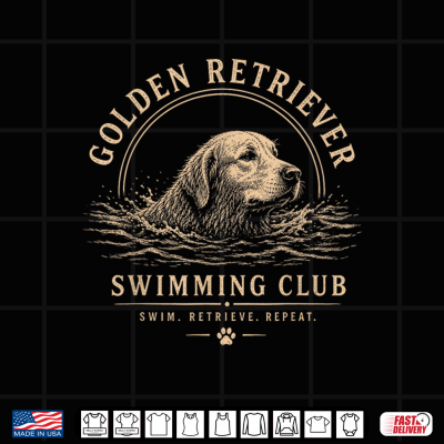 Design Golden Retriever Swimming Club Dog Lover Retro Shirt