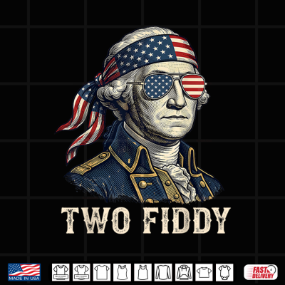 Design Two Fiddy 2 Fiddy George Washington 4th of July Patriotic Shirt
