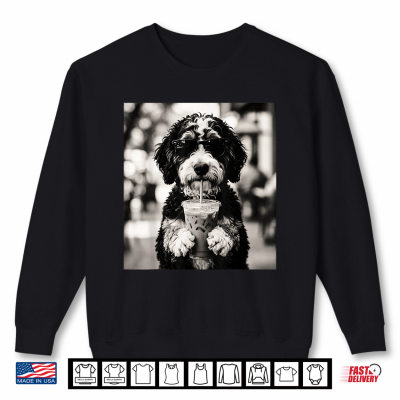Sweatshirt Bernedoodle Iced Coffee Photo Funny Dog Lover Art Shirt