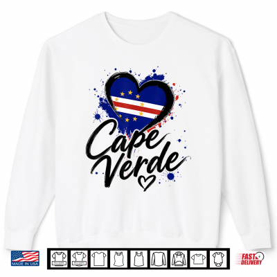 Sweatshirt Cape Verde Heart Flag Cape Verdean Men Women Cabo Verde Shirt