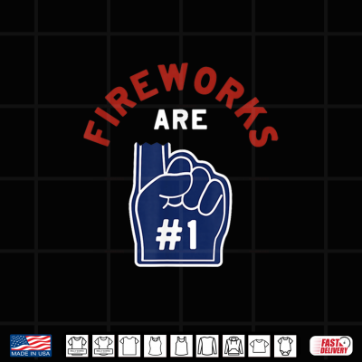 Design Fireworks are Number 1 Foam Finger 4th of July Funny Black Shirt
