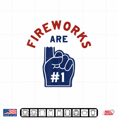 Design Fireworks are Number 1 Foam Finger 4th of July Funny White Shirt
