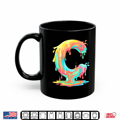 Mug Letter C Ice Drip Paint Splash Colorful Alphabet Monogram Shirt