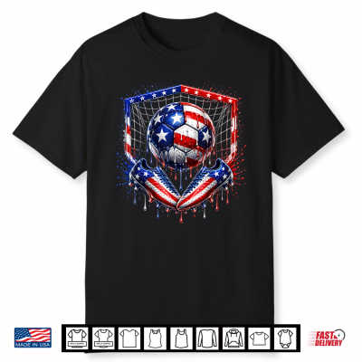 Soccer Drip American Flag Tee For Boys Kids Youth 4Th July Shirt
