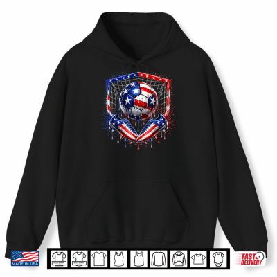 Hoodie Soccer Drip American Flag Tee for Boys Kids Youth 4th July Shirt