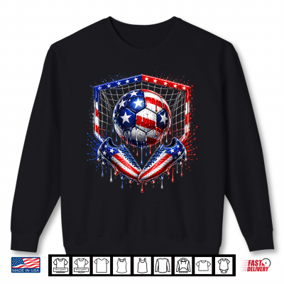 Sweatshirt Soccer Drip American Flag Tee for Boys Kids Youth 4th July Shirt