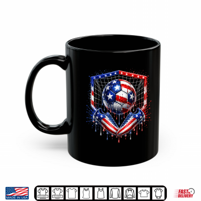 Mug Soccer Drip American Flag Tee for Boys Kids Youth 4th July Shirt