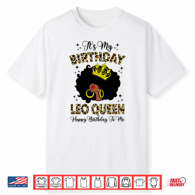 Leo Queen Afro Women Girls Zodiac Birthday Queen Shirt