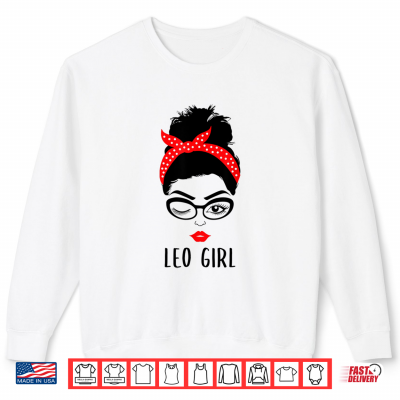 Sweatshirt Leo Girl Astrology Wink Eye Woman Face Zodiac Gift Shirt