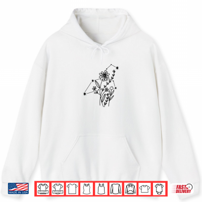 Hoodie Leo Zodiac Sign Flowers Constellation Shirt