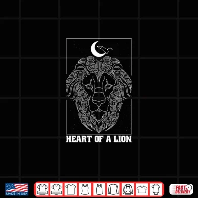 Design Heart Of A Lion Leo Zodiac Constellation Moon Art Shirt