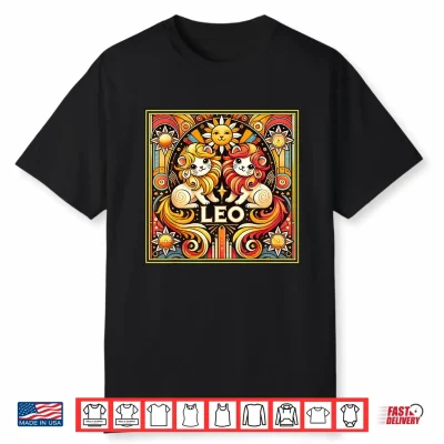 Leo Cats Zodiac Astrology In Art Deco Shirt