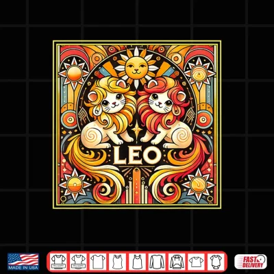 Design Leo Cats Zodiac Astrology In Art Deco Shirt