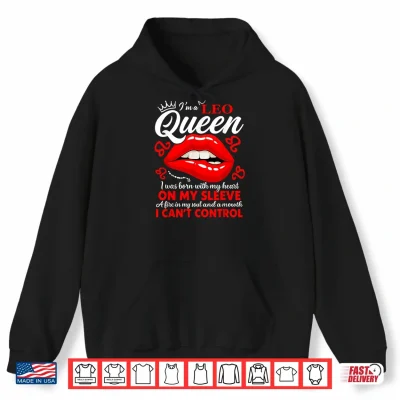 Hoodie Leo Queen Zodiac Red Lip Birthday Graphic Shirt