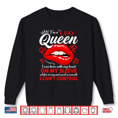 Sweatshirt Leo Queen Zodiac Red Lip Birthday Graphic Shirt