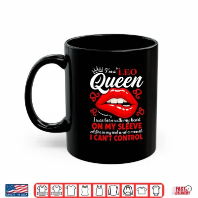Mug Leo Queen Zodiac Red Lip Birthday Graphic Shirt