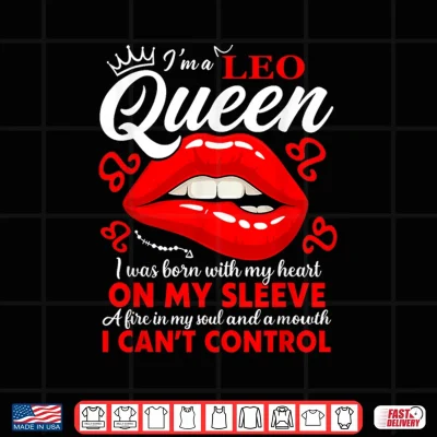 Design Leo Queen Zodiac Red Lip Birthday Graphic Shirt