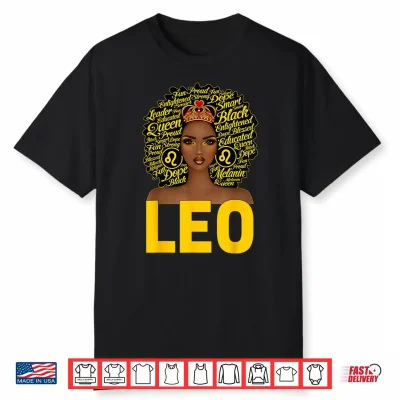 Afro Black Woman Birthday Queen Zodiac Leo Queen Shirt