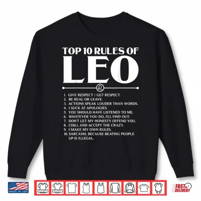 Sweatshirt Horoscope Symbols Astrology Sign Top 10 Rules Of Leo Shirt